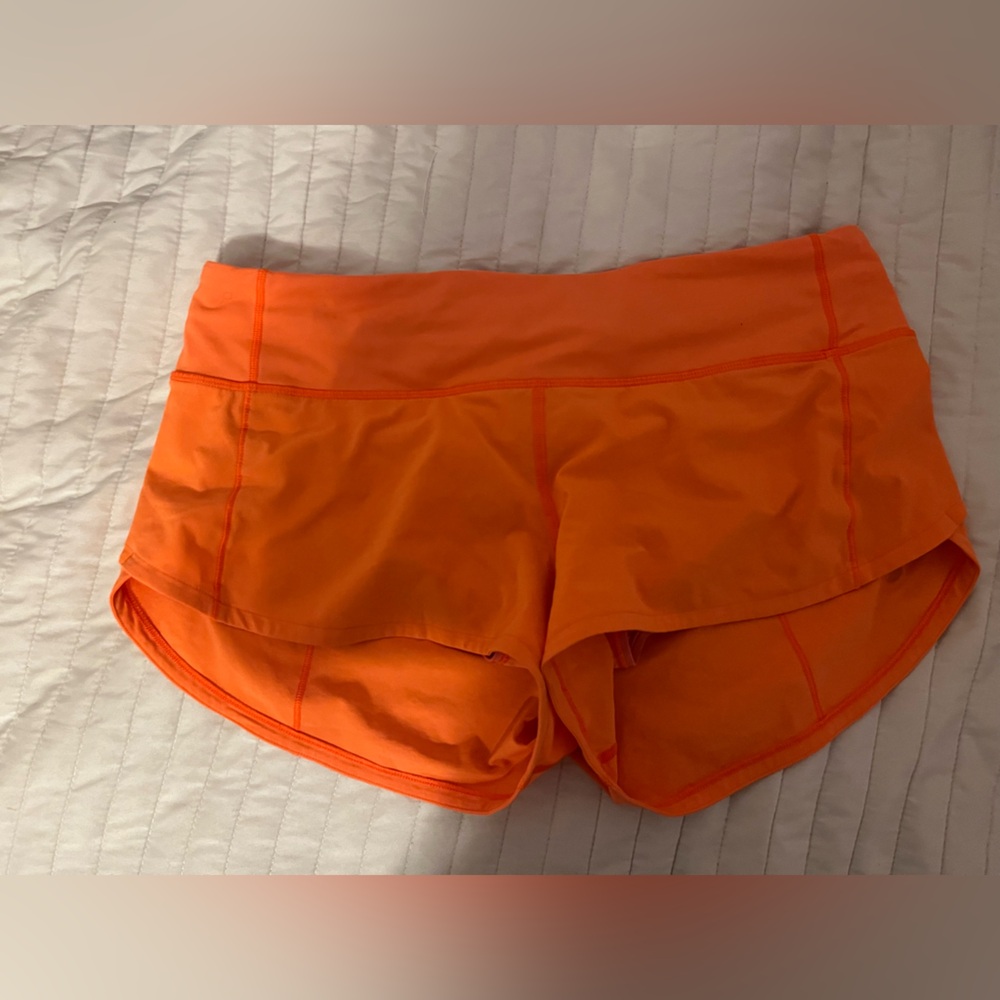 lululemon speed up low rise 2.5” highlighter orange size 6